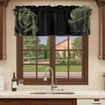 thumbnail image 6 of Sage Green Rose Curtain Valances for Windows, Kitchen Valance Window Treatments Panel 2 Pack, Vintage Abstract Garden Flower Floral Black Rod Pocket Short Curtains for Bathroom Bedroom 42 x 18 Inch, 6 of 8