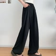 thumbnail image 5 of Lenpel Women's Wide Leg Pants Elastic High Waisted Pleated Pull on Pants Loose Casual Trousers with Pockets, 5 of 5