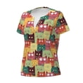 thumbnail image 2 of Naloa Cute Cartoon Cat Print T-Shirts Short Sleeve V Neck Tees for Women Fashion Tops Trendy Lightweight Soft Casual Summer Outfits Clothes, 2 of 5