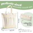 thumbnail image 2 of Insulated Grocery Tote Bag – Large Reusable Thermal Cooler Bag for Shopping, Food Delivery & Catering – Premium Leak Resistant Food Carrier, Foldable Soft Cooler, Taupe Stripe, 2 of 2