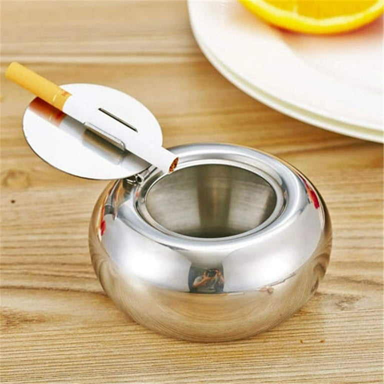 Windproof Ashtray, Stainless Steel Modern Tabletop Ashtray with Lid, Cigarette  Ashtray for Indoor or Outdoor Use, Ash Holder for Smokers, Desktop Smoking  Ash Tray for Home Office 