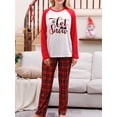 thumbnail image 3 of Family Matching Christmas Pajamas, Baby Romper/Letter Snowflake Pattern Long Sleeve Tops and Plaid Pants Sleepwear Set, 3 of 4