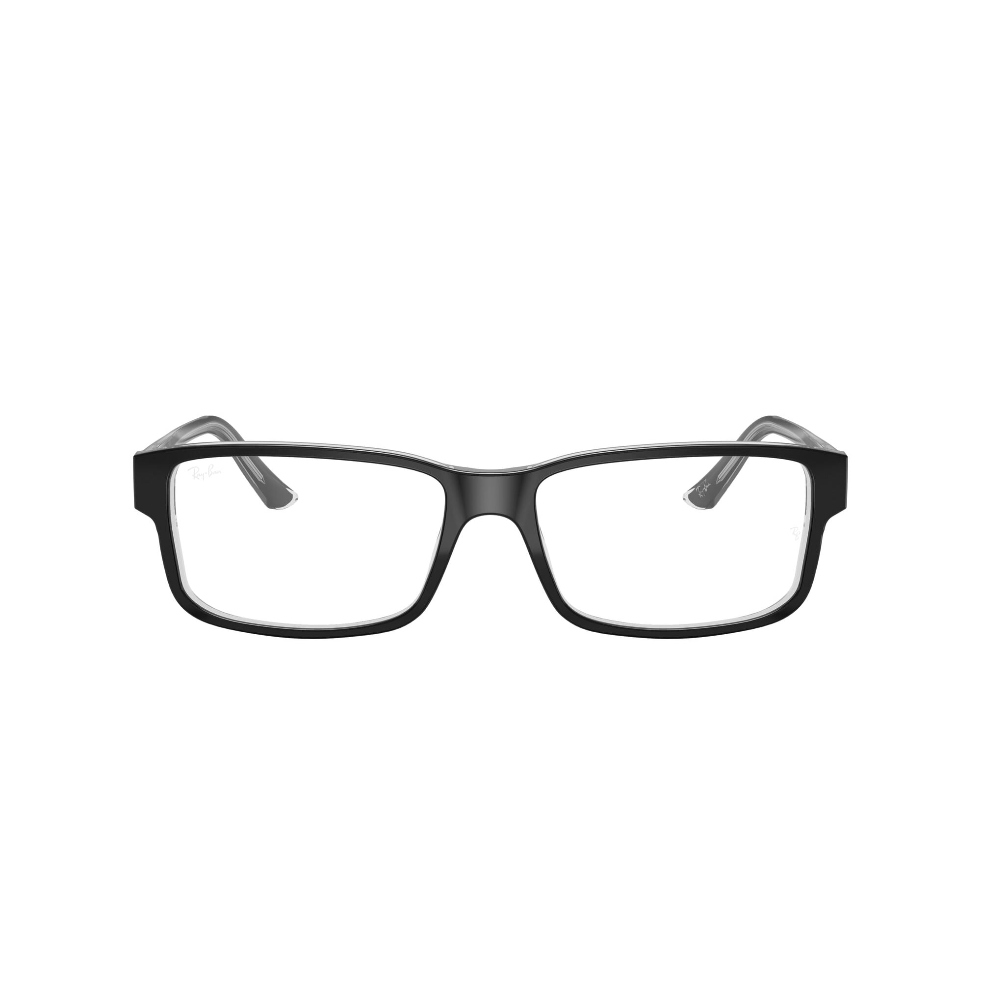 Ray-Ban Unisex Size 54 Square RB5245 Optics Prescription Eyeglasses with Case, Black On Transparent