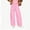 Pink women wide leg trousers with pockets a1, variant on Cagogo Women's Wide Leg Elastic Waist Trousers with Pockets Plaid Casual Loose Long Pants Trousers Workout Beach Lounge, Black XL