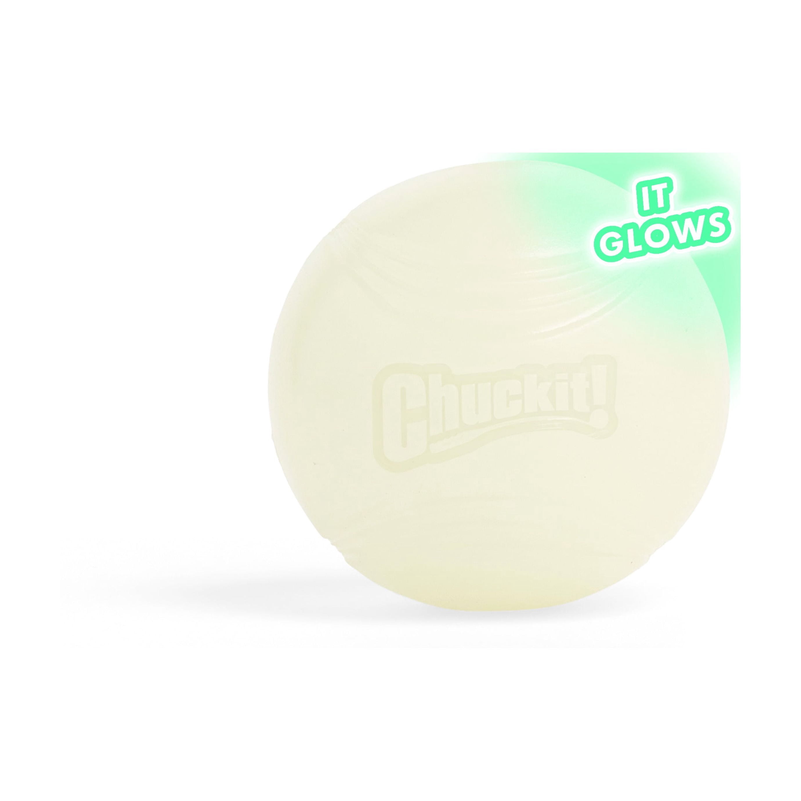 (4 pack) Chuckit! Max Glow Rubber Dog Ball Fetch Toy For Dogs, Medium 2.5" for Pets 20-60 lb, Pack of 1, Glow in the Dark