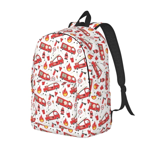 Fotbe Fire Truck Mochila de Lona con Estampado, Mochila Duradera, Mochila Versátil de Alta Calidad, Mochila Compacta Vintage-Small