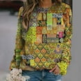 thumbnail image 2 of Mode Femmes Col Rond Imprimé Manches Longues Chandail en Molleton Tops Faciles T-shirt, 2 of 8