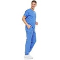 thumbnail image 3 of MediChic Men's Scrubs Set – Stretch V-Neck Workwear, 7-Pocket Jogger Pants, Flex Medical Uniforms, Ceil 3X-Large, 3 of 4