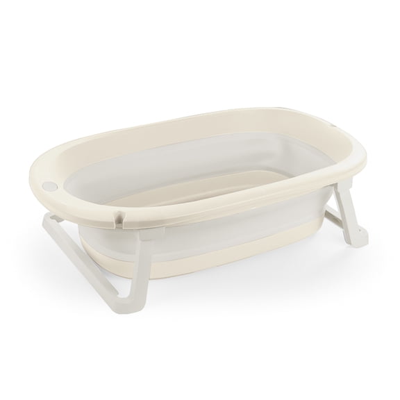 Dolu Nuve Foldable Baby Bathtub Collapsible Infant Bath Tub for Newborns, Relax Beige
