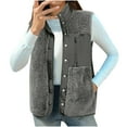 thumbnail image 3 of ZQUUVOU Women's Thermal Plush Vest Sleeveless Jacket with Snap and Pockets Layering Piece for Winter Outerwear Gray, 3 of 7