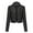 Black, variant on Dealovy Womens Zipper Front Jackets Lapel Neck Cropped Leather Jacket Casual Biker Coat Outerwear