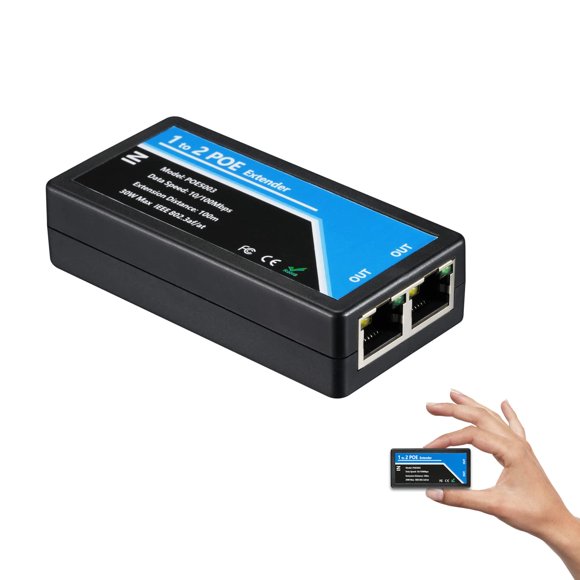 Revotech Extensor POE de 2 puertos Repetidor POE+ 100 metros (328 pies) Extensor 1 entrada 2 salida Cumple con el estándar IEEE 802.3af/at 10 100 Mbps para cámara POE de seguridad a través de cables C