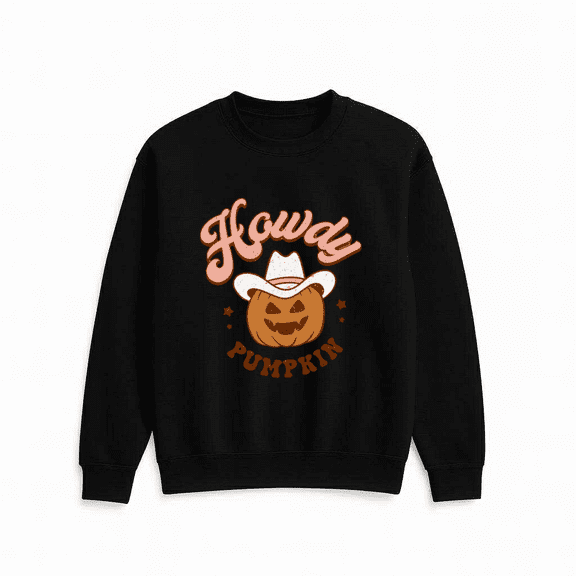 Howdy Pumpkin Cute Fall Quote Halloween Casual Graphic Print Everyday Sweatshirt, for men & women, up to size 5XL