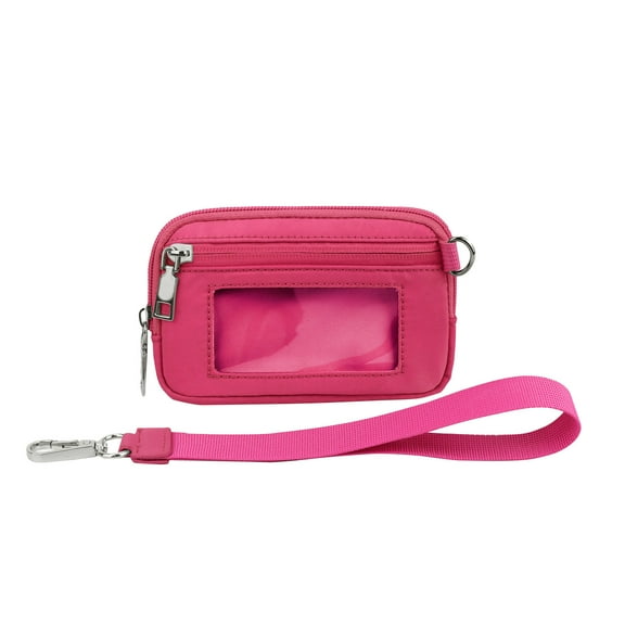 Womens Wristlet Wallet with ID Window Portable Cosmetic Bag Zip Card Holder Organizer Pouch for Travel