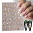 thumbnail image 3 of Pegatinas de hojas para uñas, diseño de flores doradas y blancas bronceadas, 6 unidades, con diseño abstracto de hojas y caras, para manicura., 3 of 5