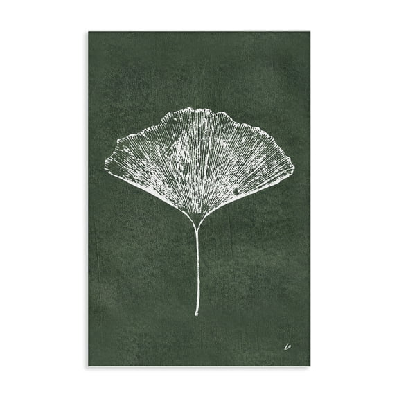 Stupell Industries Shabby Chic Ginkgo Impression on Green Canvas Art, 16 x 24, by Lydia Orange