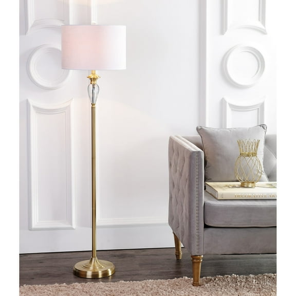 JONATHAN Y Evelyn 60" Crystal / Metal LED Floor Lamp, Brass Gold/Clear, JYL2030A