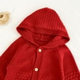 thumbnail image 3 of Likimi Newborn Toddler baby Girls Cardigan Solid Color Hooded Long Sleeve Sweater Casual Relaxed Soft Fall Winter Sweatshirt Size 18-24 Months Red, 3 of 5