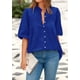 thumbnail image 3 of Camisa de mujer PRETTYGARDEN verano 2025 talla XL azul suelta, 3 of 8