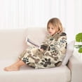 thumbnail image 4 of Pug and Footprint Blanket Hoodies for Kids 6-13YR Oversize Wearable Blanket Hoodies for Boys Girls Teens, 4 of 7
