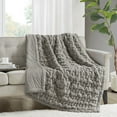 thumbnail image 2 of Gracie Mills Ashlee Modern Solid Ruched faux Throw Blanket - GRACE-11254, 2 of 4