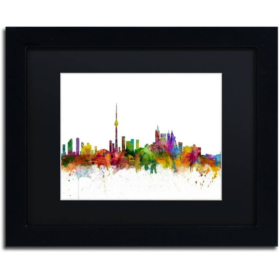 Trademark Fine Art "Toronto Canada Skyline IV" Canvas Art by Michael Tompsett Black Matte, Black Frame