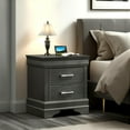 thumbnail image 6 of Jean Nightstand, 2 Drawers, Curved Frame, 24 Inch Dark Gray Solid Wood, 6 of 6