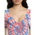 thumbnail image 2 of No Boundaries Rayon Juniors Tie Dye T-Shirt, Red Combo S, 2 of 5