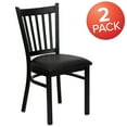 thumbnail image 3 of BizChair 2 Pack Black Vertical Back Metal Restaurant Chair - Black Vinyl Seat, 3 of 14