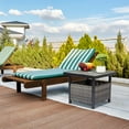 thumbnail image 2 of Ktaxon Woode Side Table, Patio Wooden Conversation Table with Umbrella Hole,  Storage Space, Square PE Rattan End Table for Patio Garden Poolside Deck, Grey, 2 of 10