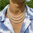 thumbnail image 3 of K-KED 3 Types 925sterling Silver White Pearl Beaded Chains Necklace For Men Women-8mm-45cm, 3 of 9