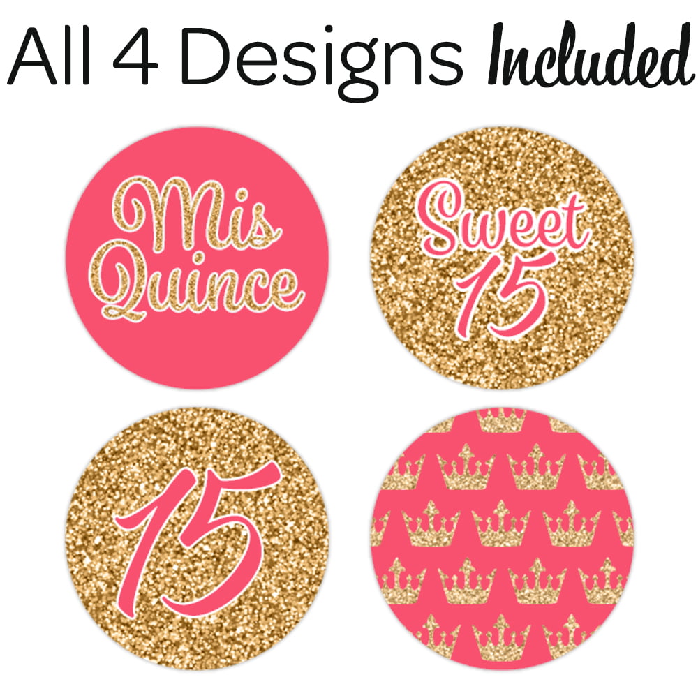 Pink and Gold 324 Count DISTINCTIVS Girls 13th Birthday Party Favor Stickers 