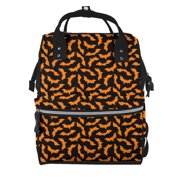 Easygdp Halloween Bat para Bolsa de Bebé de Gran Capacidad con Múltiples Bolsillos, Bolsa de Pañales para Padres, Bolsa de Viaje Organizada y Elegante