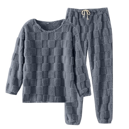 Soyumi Matching Sets Women Clothing Boho Winter Clothing Lounge High Waisted Loungewear Casual Crewneck Lightweight Streetwear Sweatsuits Textured Wide Leg Pants French Fall Pajama Petite Navy