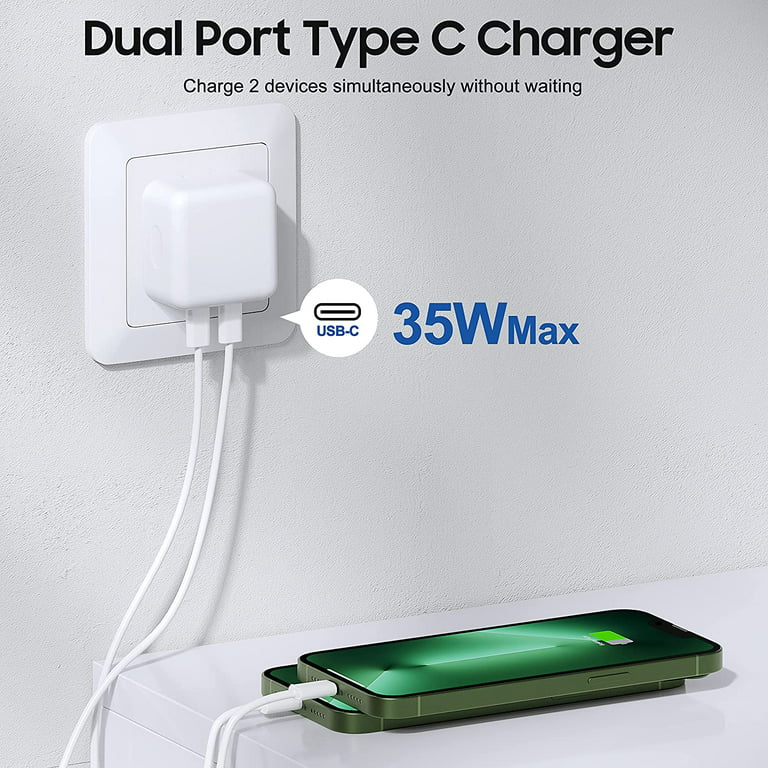 for Apple I Phone 15 /15 Pro/15 Pro Max Series Fast Charger,35W Dual USB-C Port Compact Power Adapter,Dual Type C Port Cell Phone Wall Charger with