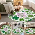 thumbnail image 5 of Round Rug 6Ft Washable Non-Slip, St Patricks Day Circle Area Rugs for Living Room Bedroom, Shamrock Grey Green Spring Modern Leaf Indoor Floor Mats Carpet Runner for Home Decor Aesthetic, 5 of 8