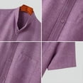 thumbnail image 4 of INCERUN Men Vintage Short Sleeve Stand Collar Tops Tee Simple Casual Solid Shirt, 4 of 6