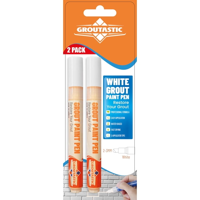 Marcador para juntas Groutastic, paquete de 2, blanco, impermeable, retoque