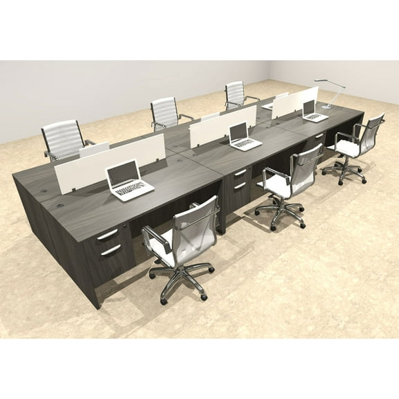 Six Person Modern Divider Office Workstation Desk Set, #OT-SUL-FP54