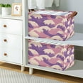 thumbnail image 2 of Yayeee Foldable Storage Basket for Shelves with Handles Waterproof Cloth Bins, Purple Wave Pattern, 2 of 7