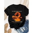 thumbnail image 2 of Camiseta de manga corta con estampado de bruja, cuello redondo informal para primavera y verano, ropa de mujer, top deportivo informal., 2 of 7