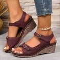 thumbnail image 5 of Viluyesy Women's Wedge Sandals, Soft Sole Adjustable Buckle Open Toe Comfortable Fashion Shoes Wine 7, 5 of 7