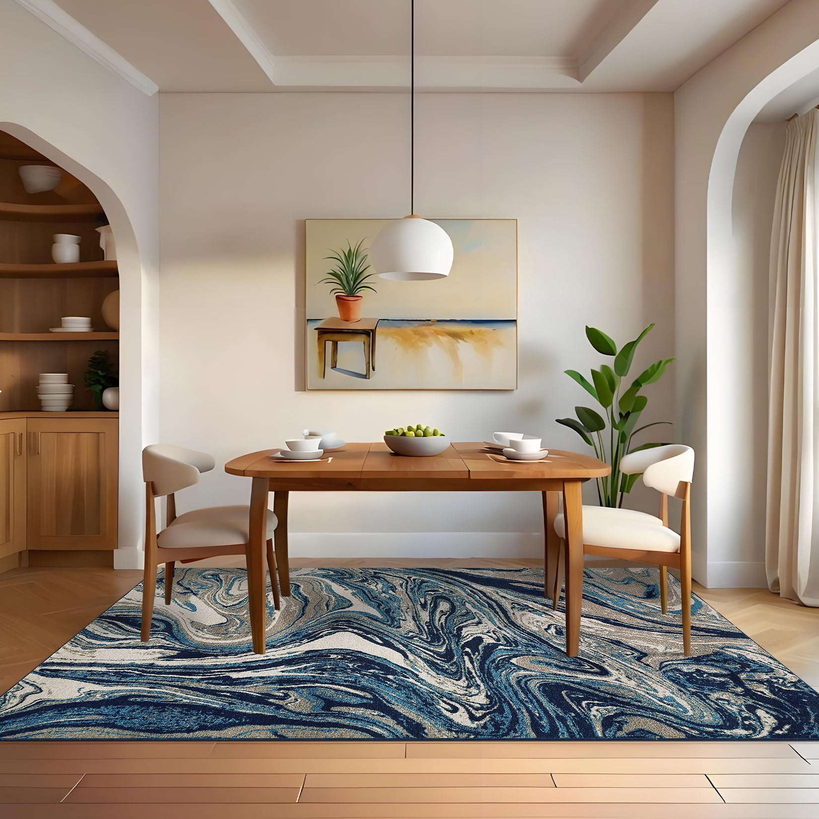 Garvee 5'x7' Area Rugs for Living Room Modern Abstract Area Rug Machine Washable Rug, Stain Resistant Indoor Carpet Low Pile Non-Slip Rugs for Bedroom Dining Room Office Playroom, Green