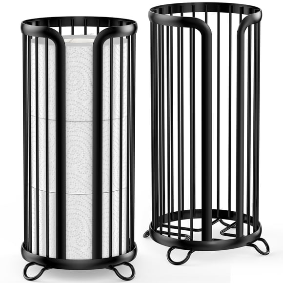 Soporte para papel higiénico Bunoxea, independiente, negro, paquete de 2