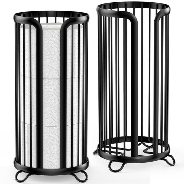 Soporte para papel higiénico Bunoxea, independiente, negro, paquete de 2