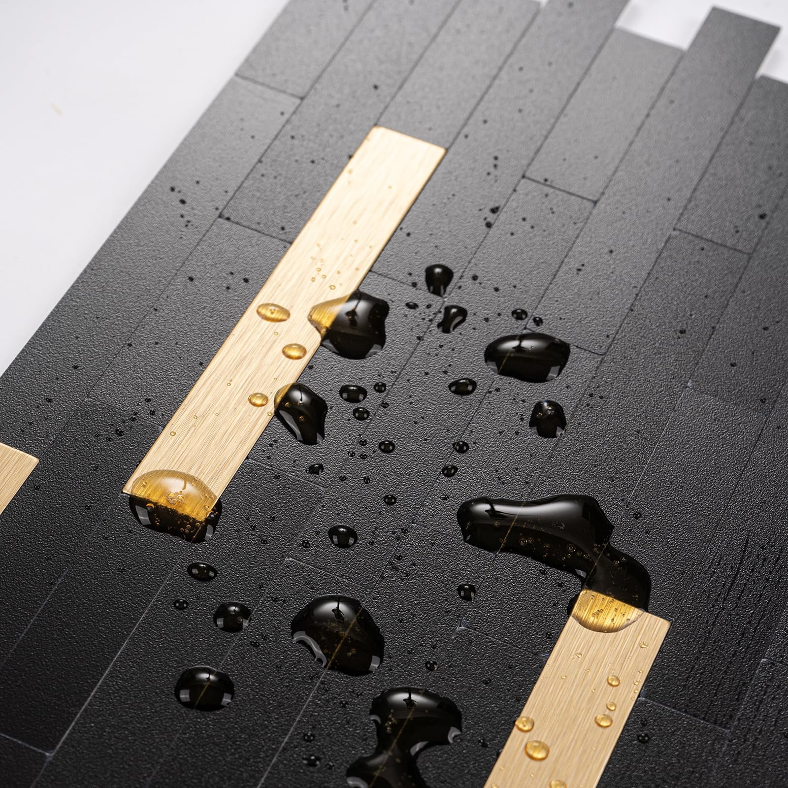 20 Sheets Peel And Stick Tile Backsplash  Black With Metal Look On Upgrade Your Kitchen Rv Fireplace