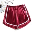 thumbnail image 2 of Feancey Womens Satin Running Shorts Thin Casual Baggy Shorts Elastic Waist Split Hem Pajama Bottoms Soft Silky Lounge Short Pants Wine S, 2 of 5