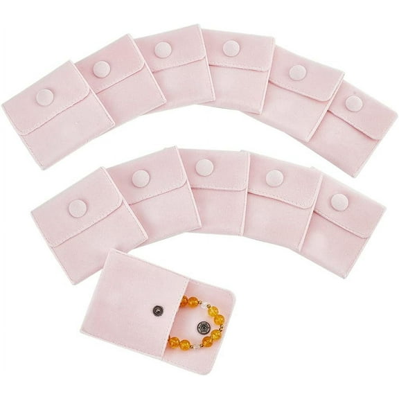 12 Pcs Velvet Jewelry Pouches with Snap Button Pink Velvet Jewelry Storage Bags Small Velvet Gift Bags