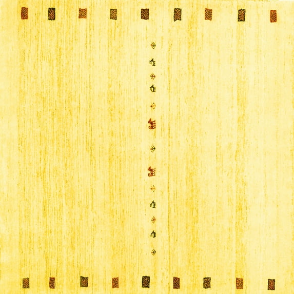 Ahgly Company Indoor Square Solid Yellow Modern Area Rugs, 7' Square