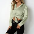 thumbnail image 4 of ZZwxWA Womens Tops Dressy Casual Blouses Satin Button Down Tee Shirts Trendy Party Club Outfits Night Out Tshirts Shirts, 4 of 5